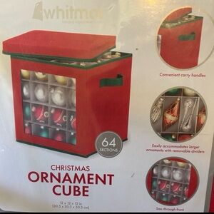 Red Christmas Ornament Storage Cube, NWT